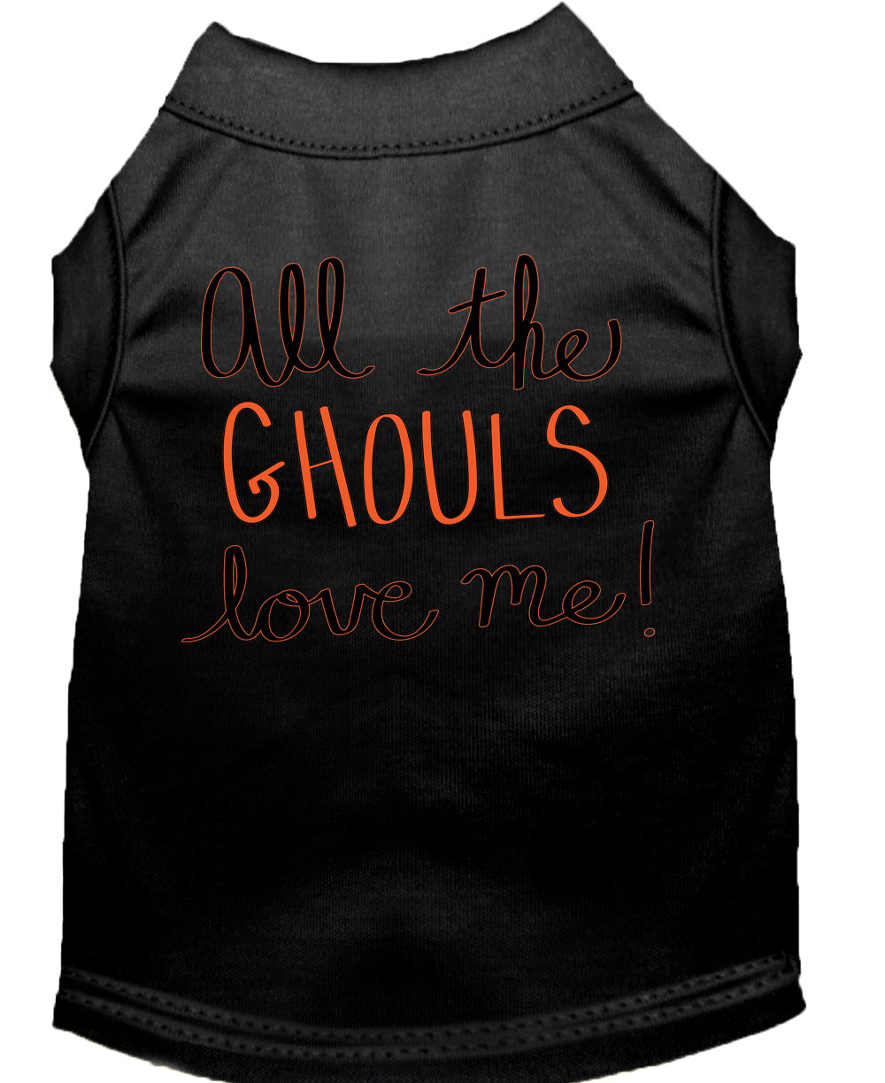 All the Ghouls Screen Print Dog Shirt Black Lg