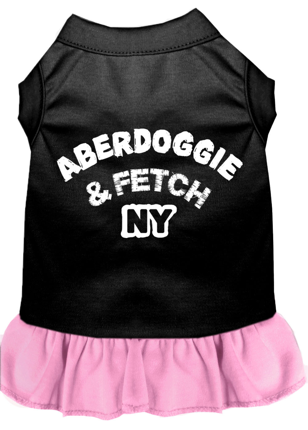 Aberdoggie NY Screen Print Dog Dress Black with Light Pink Lg