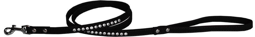 Clear jewel pet leash 1/2" wide x 4' long Black