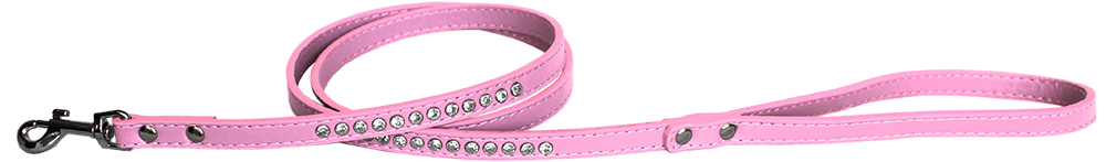 Clear jewel pet leash 1/2" wide x 4' long Light Pink