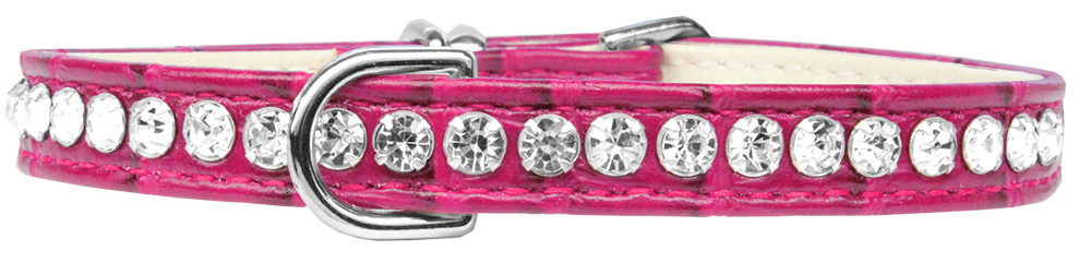 Beverly Style Rhinestone Designer Croc Dog Collar Bright Pink Size 10