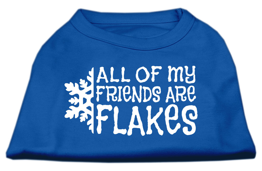 All my Friends are Flakes Screen Print Shirt Blue Lg