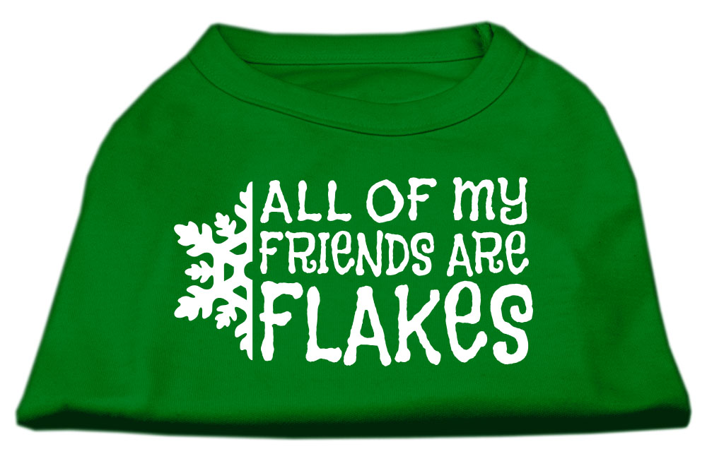 All my Friends are Flakes Screen Print Shirt Emerald Green Lg